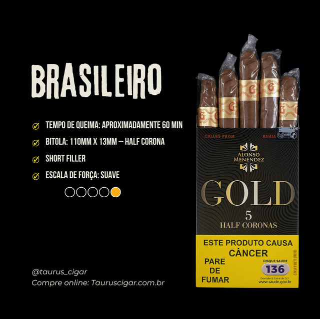 Charuto Alonso Menendez Gold Half Corona - Petaca com 5